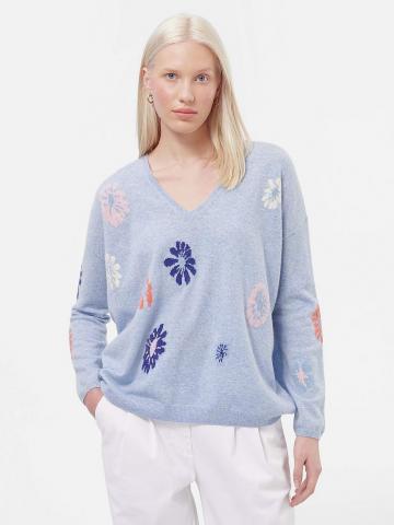 Пуловер с вырезом V