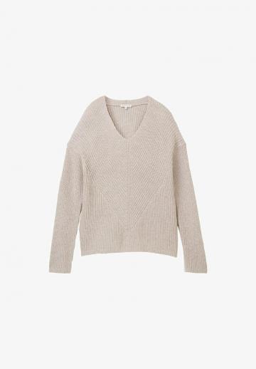 Пуловер с вырезом V