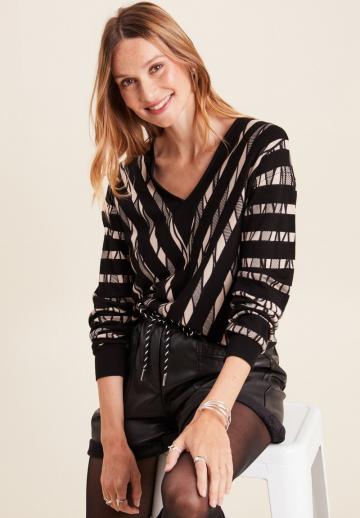 Пуловер в полоску