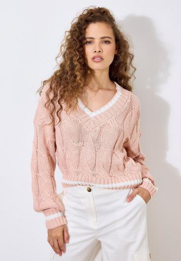 Пуловер с вырезом V