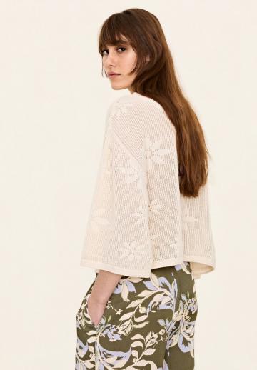 Пуловер с рукавом три четверти