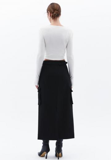 Юбка с накладными карманами