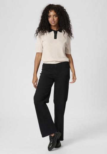 Пуловер с воротником поло