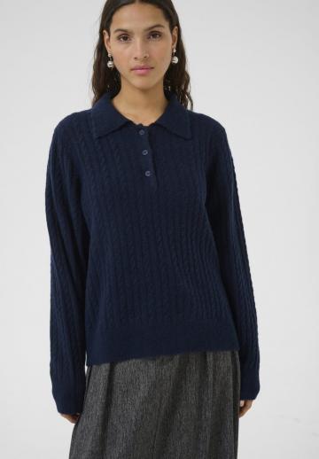 Пуловер с воротником поло