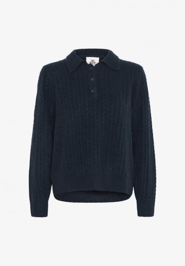 Пуловер с воротником поло
