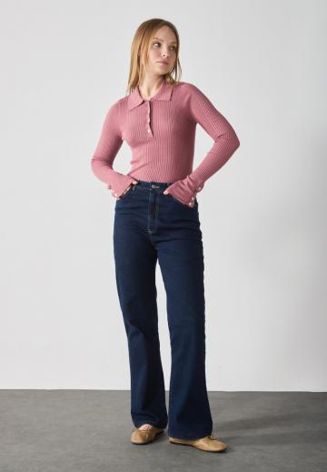 Пуловер с воротником поло