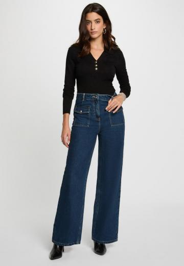 Пуловер с воротником поло