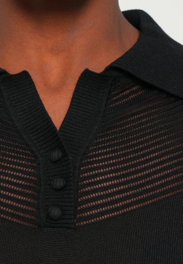 Пуловер с воротником поло