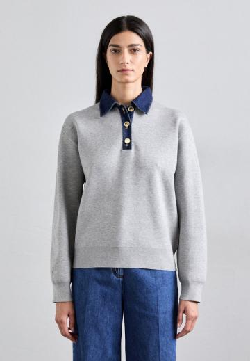 Пуловер с воротником поло