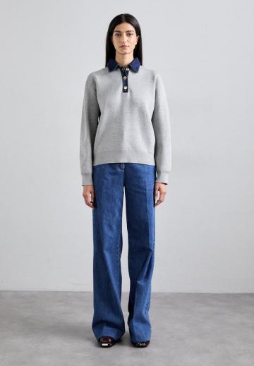 Пуловер с воротником поло