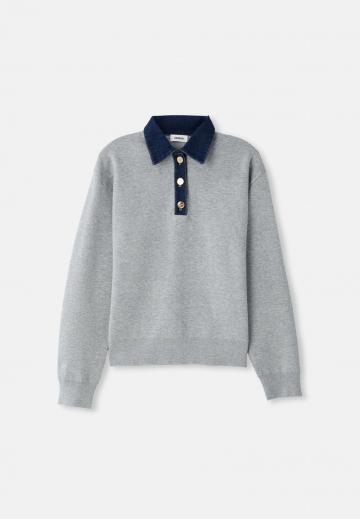 Пуловер с воротником поло