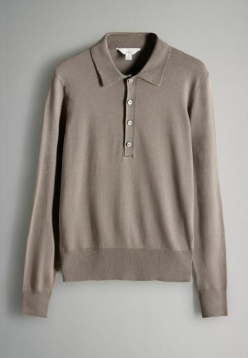 Пуловер с воротником поло