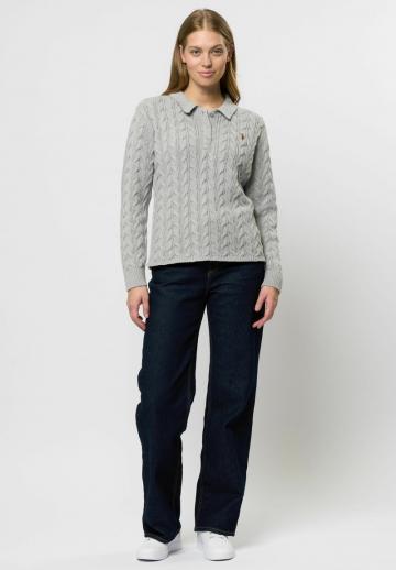 Пуловер с воротником поло