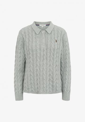 Пуловер с воротником поло