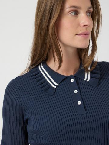 Пуловер с воротником поло