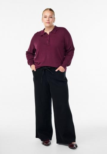 Пуловер с воротником поло