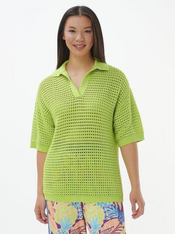 Пуловер с воротником поло