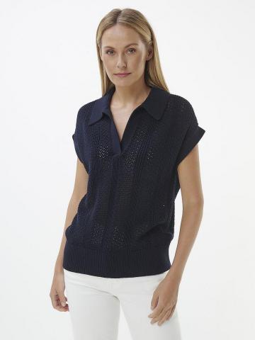 Пуловер с воротником поло