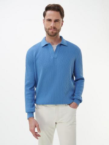 Пуловер с воротником поло