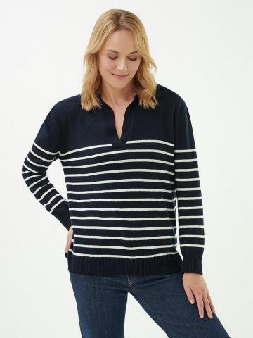 Пуловер с воротником поло