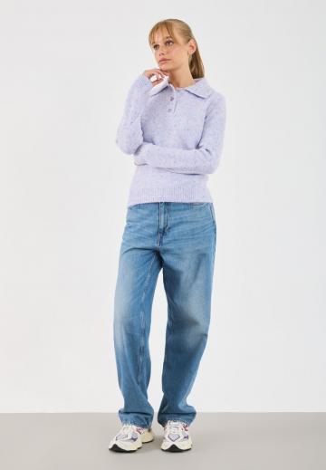 Пуловер с воротником поло