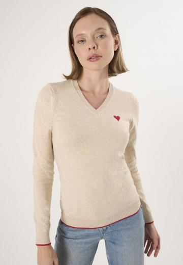 Пуловер с вырезом V