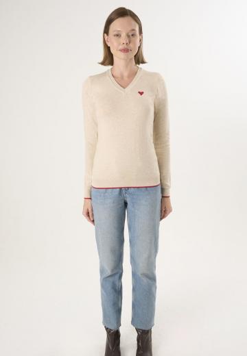 Пуловер с вырезом V