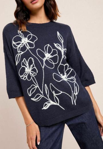 Пуловер с рукавом три четверти