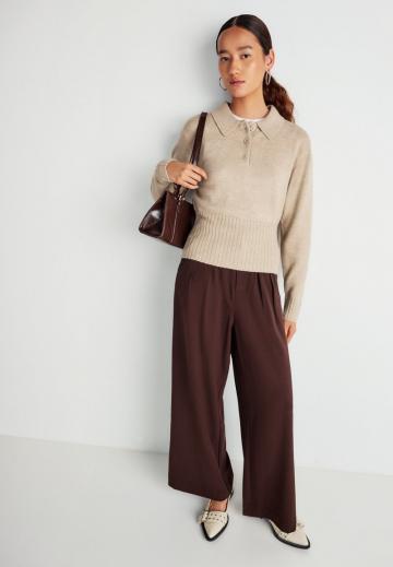 Пуловер с воротником поло