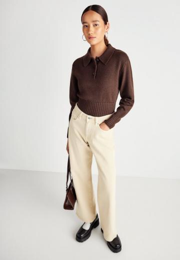 Пуловер с воротником поло