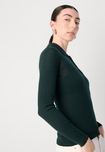 Пуловер с воротником поло