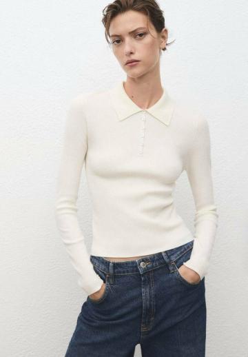 Пуловер с воротником поло