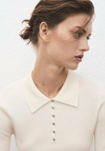 Пуловер с воротником поло