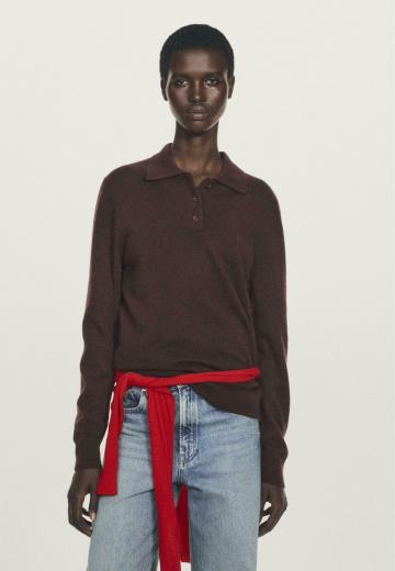 Пуловер с воротником поло