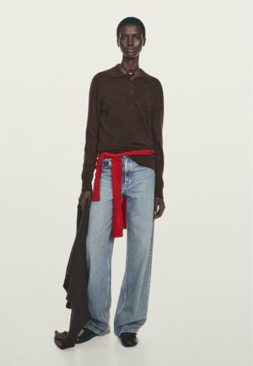 Пуловер с воротником поло