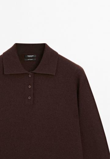 Пуловер с воротником поло