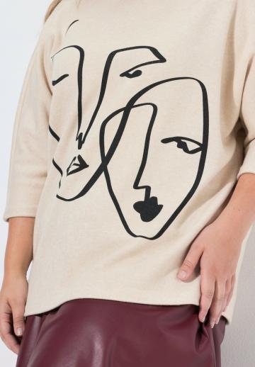 Пуловер с рукавом три четверти