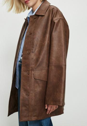 Пальто из искусственной кожи