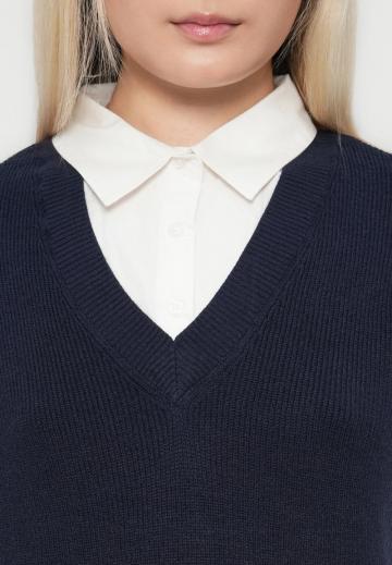 Пуловер с воротником поло