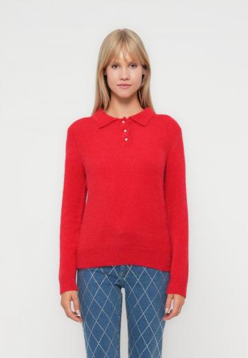 Пуловер с воротником поло
