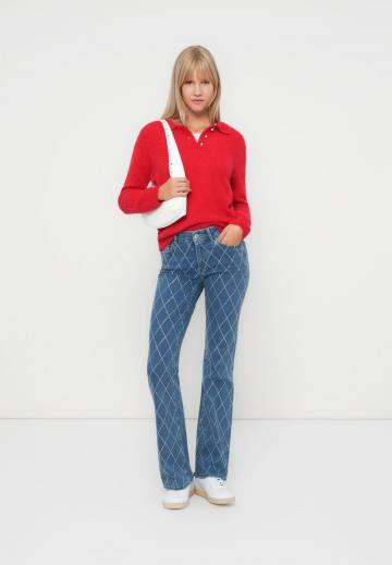 Пуловер с воротником поло