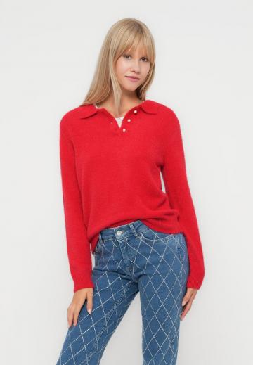 Пуловер с воротником поло
