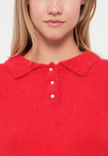 Пуловер с воротником поло