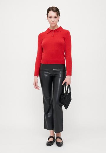 Пуловер с воротником поло