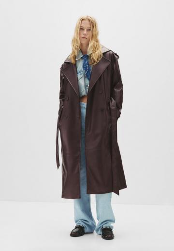 Пальто из искусственной кожи