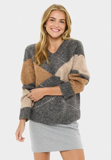 Пуловер с вырезом V