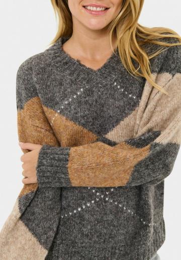 Пуловер с вырезом V