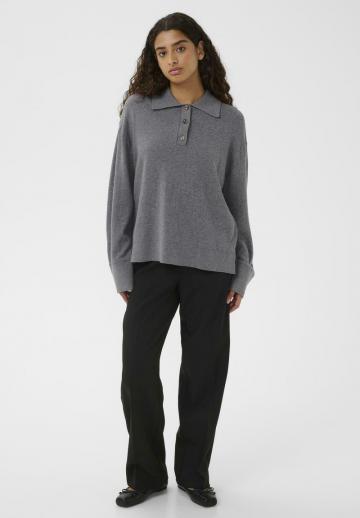 Пуловер с воротником поло