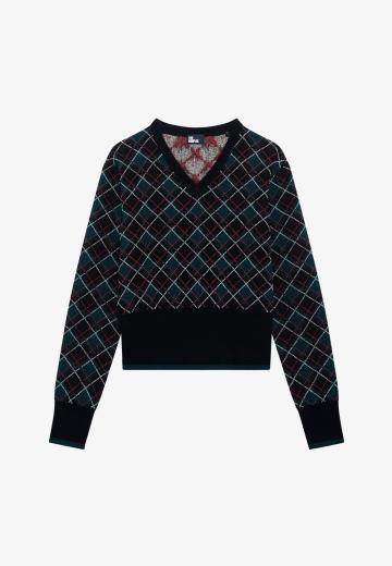 Пуловер с вырезом V