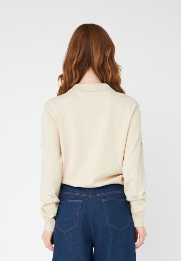 Пуловер с воротником поло